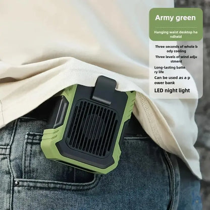 Portable Waist Fan w/ 3 Speeds & LED 🌬️🔋
