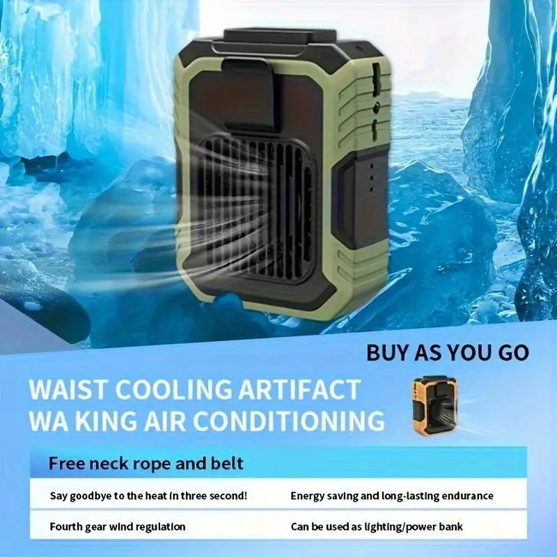 Portable Waist Fan w/ 3 Speeds & LED 🌬️🔋